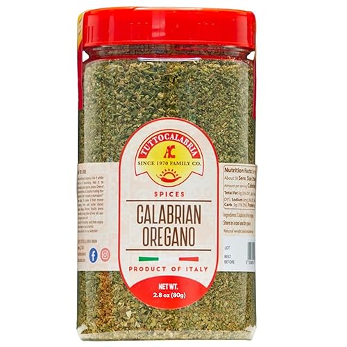 TUTTOCALABRIA, Orégano calabrés seco, condimento italiano, coctelera, 2.8 oz (80g) paquete de tamaño mediano, todo natural, sin OMG, producto de
