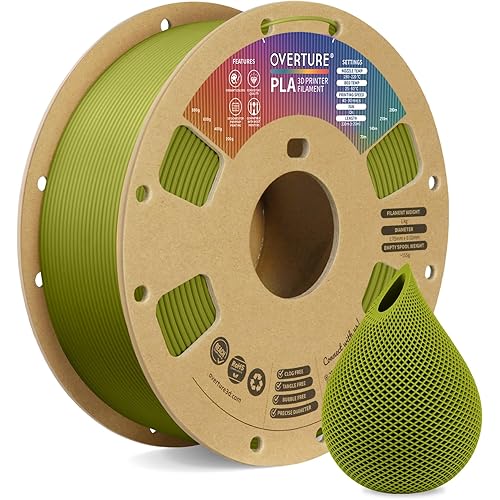 OVERTURE PLA Filament 1.75mm, Neatly Wound 3D Printer Filament 1kg Spool (2.2lbs), Dimensional Accuracy +/- 0.02 mm, Fit Most FDM 3D Printers (Olive Green)