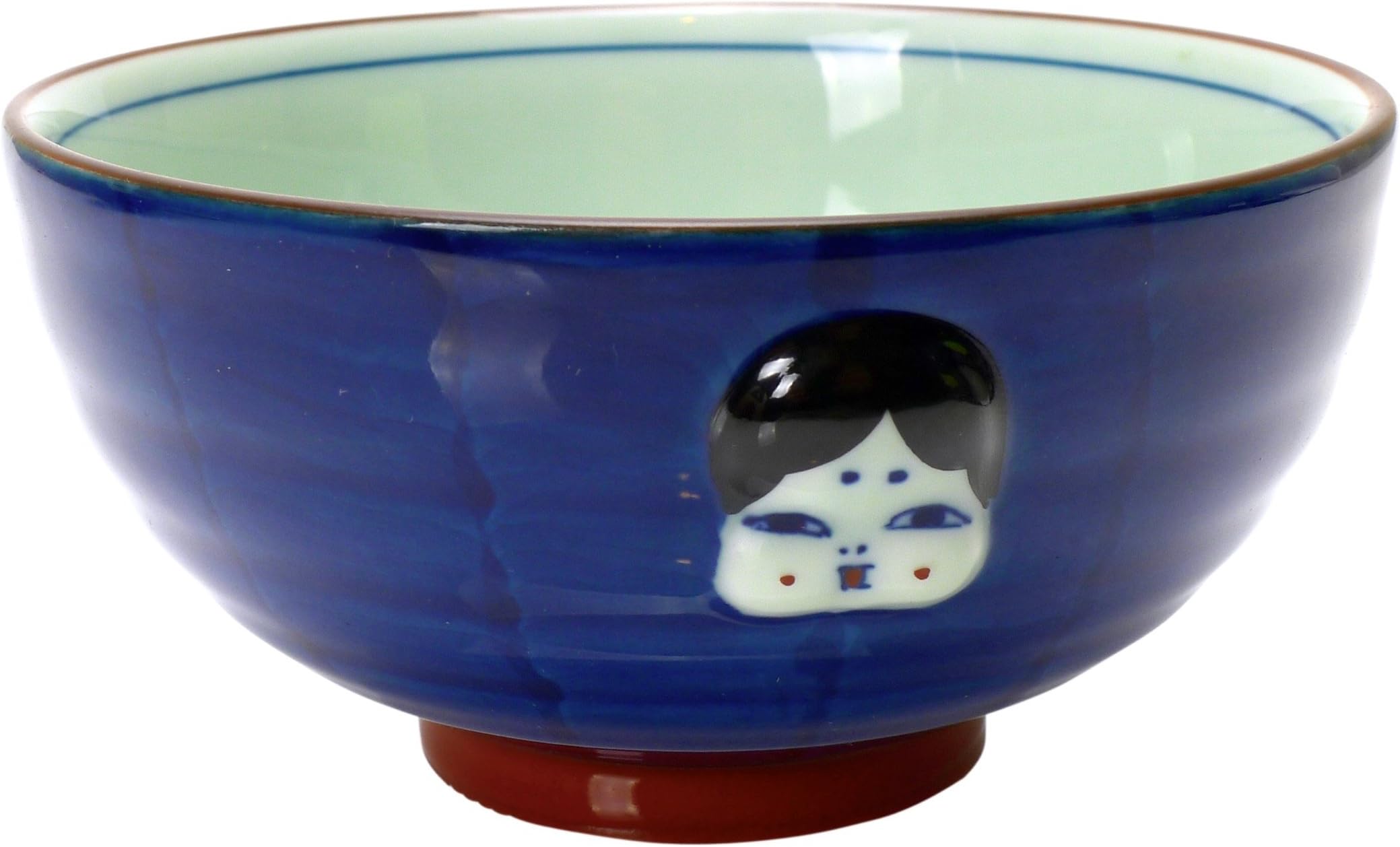 Porcelain Bowls, Deep Blue with Face, 4-Inch, Set of 2