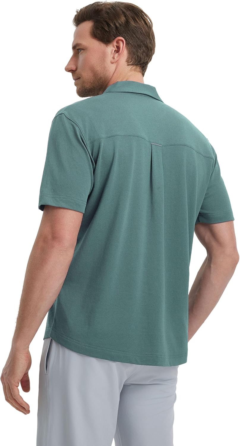M MAELREG Button Down Shirt Men Moisture Wicking Dry Fit Pique Performence Cool Breathable Mens Summer Shirts Short Sleeve - Image 3