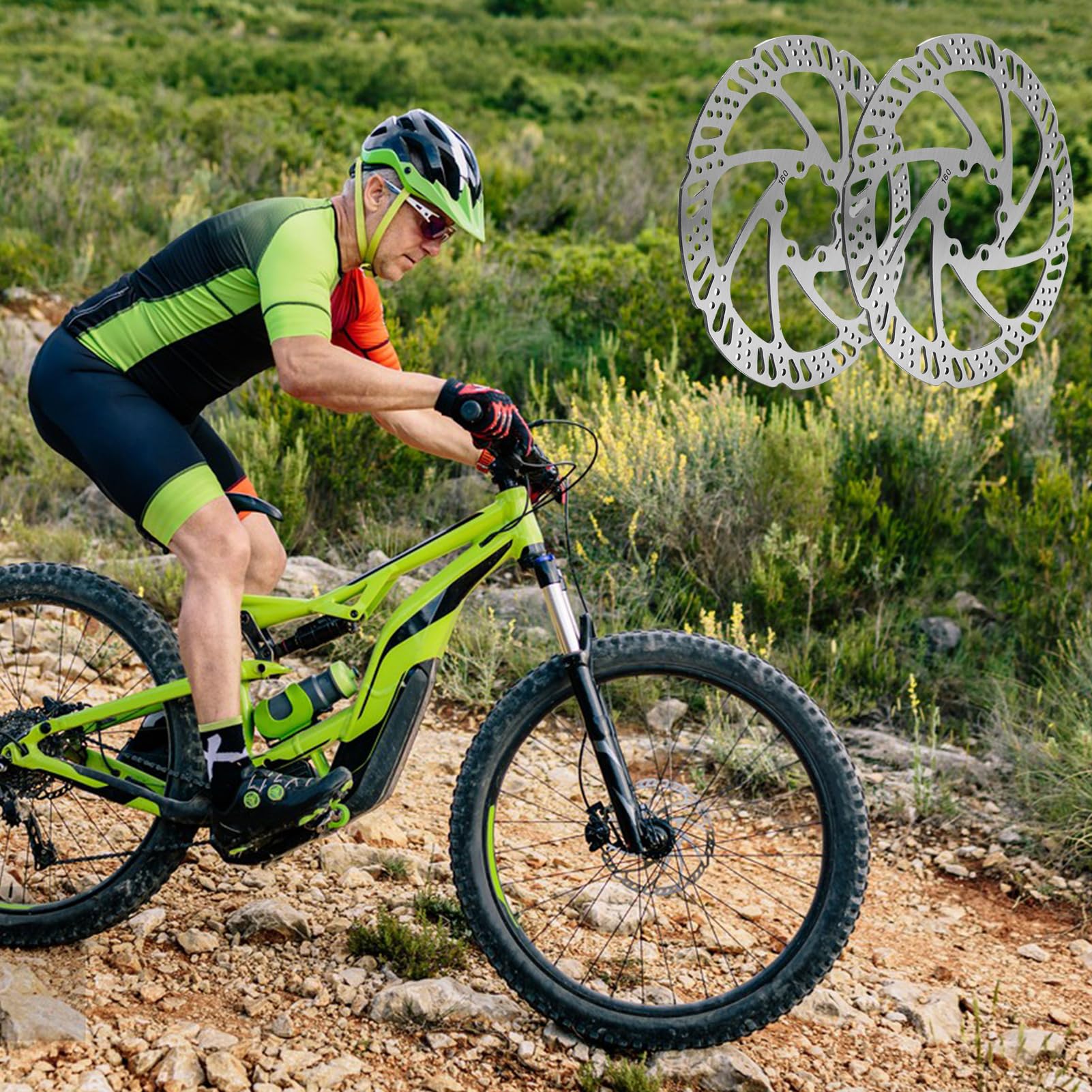 2 pezzi Disco freno per bicicletta, dischi freno da 160 mm, disco freno a 6 fori, disco freno per bicicletta in acciaio inox, set con viti e chiave a brugola per mountain bike e bici da corsa