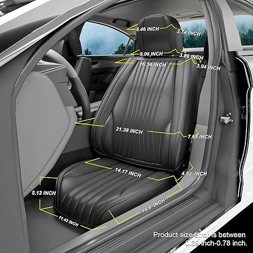 Miniatura 3 de Juego completo de 5 fundas de asiento delantero y trasero de automóvil, de piel de napa impermeable, con reposacabezas, universal, para sedanes,