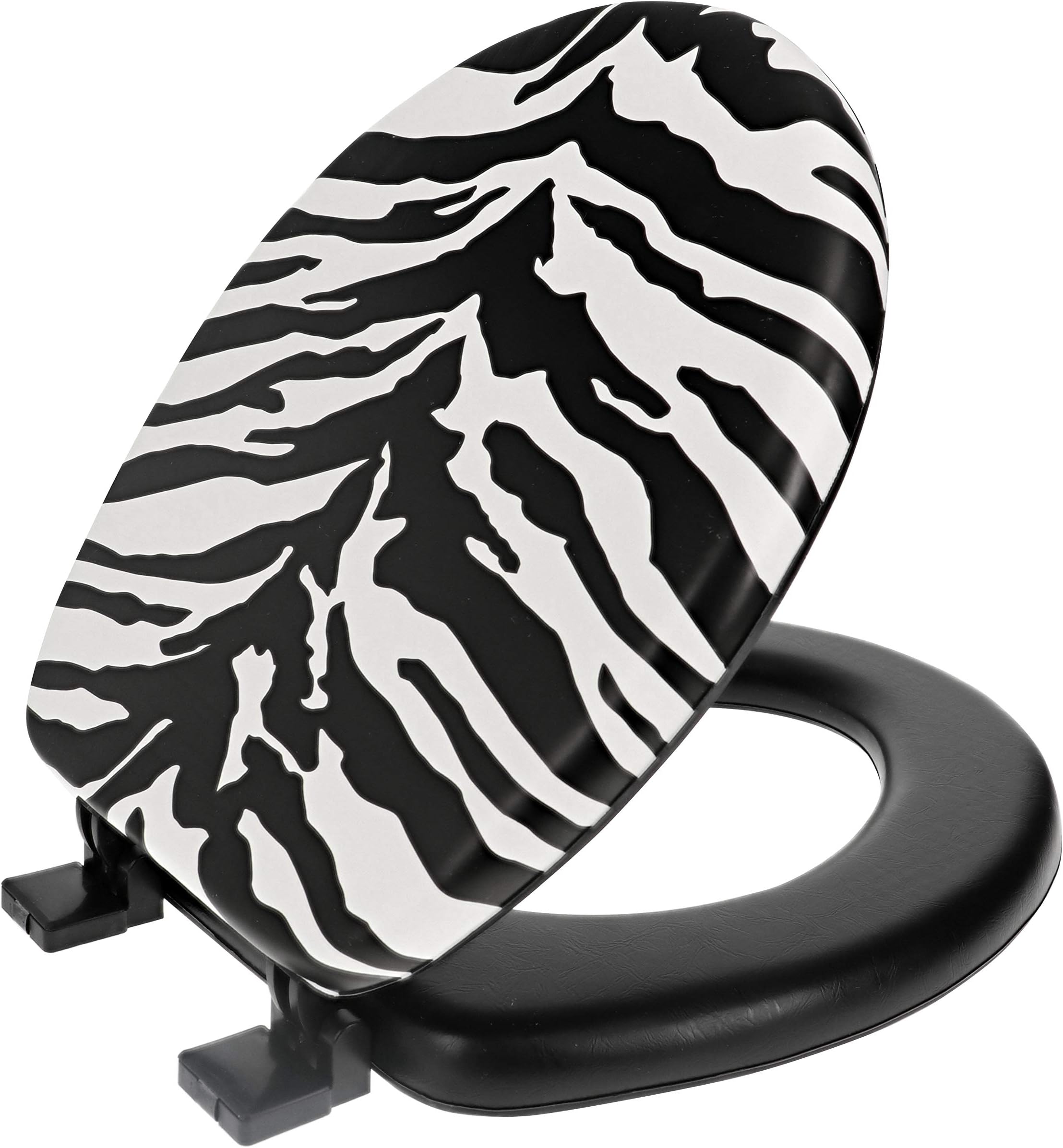 Ginsey Home Solutions Ginsey Soft Padded Plastic Hinges, Zebra Round Toilet Seat, Other