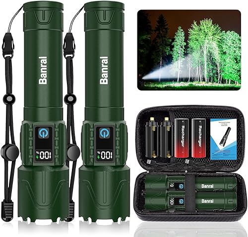 Miniatura 17 de Linternas Tácticas Recargables de Alto Lúmenes - 5000mAh LED Súper Brillante Luz Flash Potente, Linterna USB C Impermeable de Mano para Hogar,