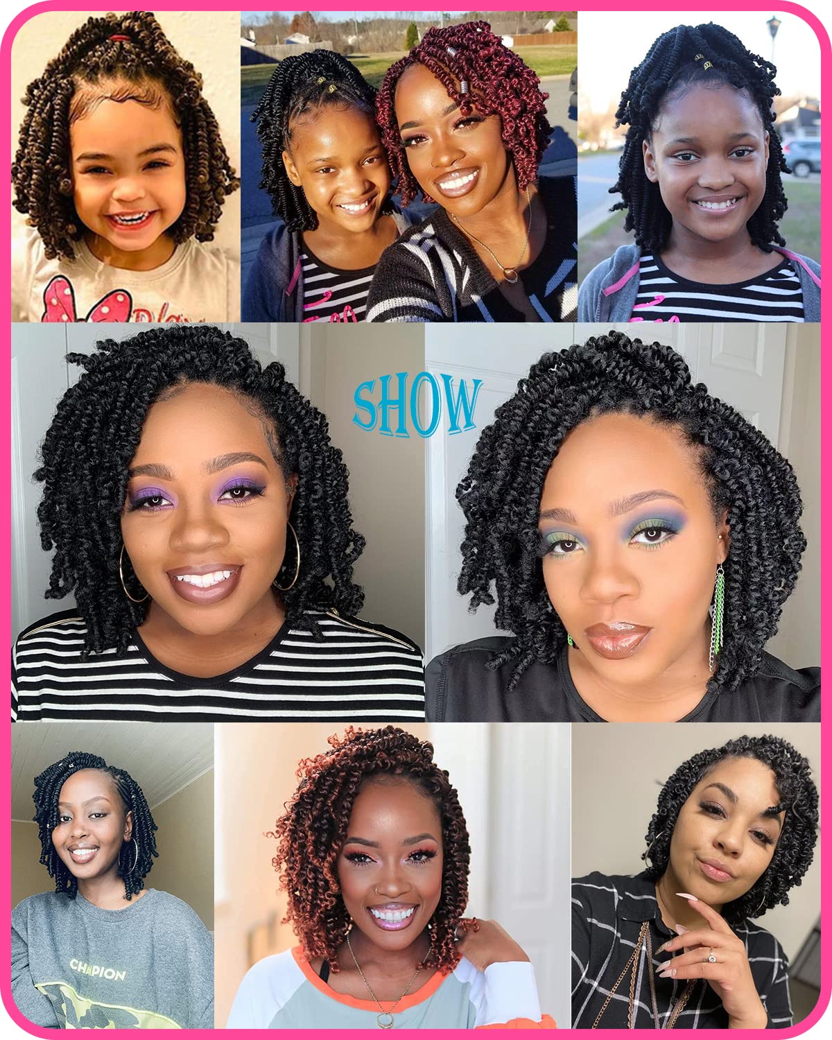 6 Packs Bob Spring Twist Kids Crochet Hair 6 Inch (120 strands) Cute & Versatile Pre-twisted Spring Twists Crochet Braids Synthetic Braiding Hair Extension (6 Packs, T30#)