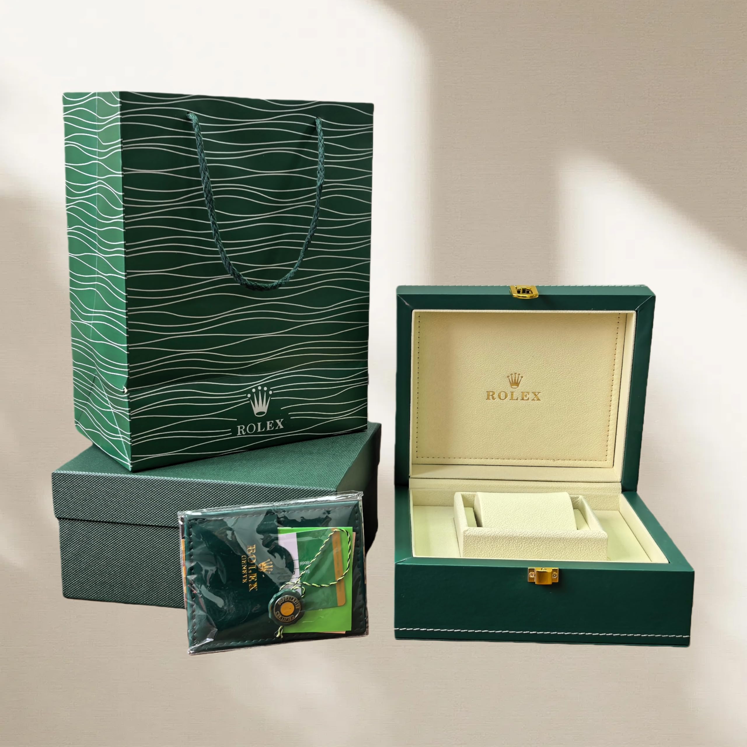 Scatola Gioielli Uomo Custodia Archiviazione Orologio Verde Pelle PU Porta Orologio Espositore per Rolex Yacht-Master