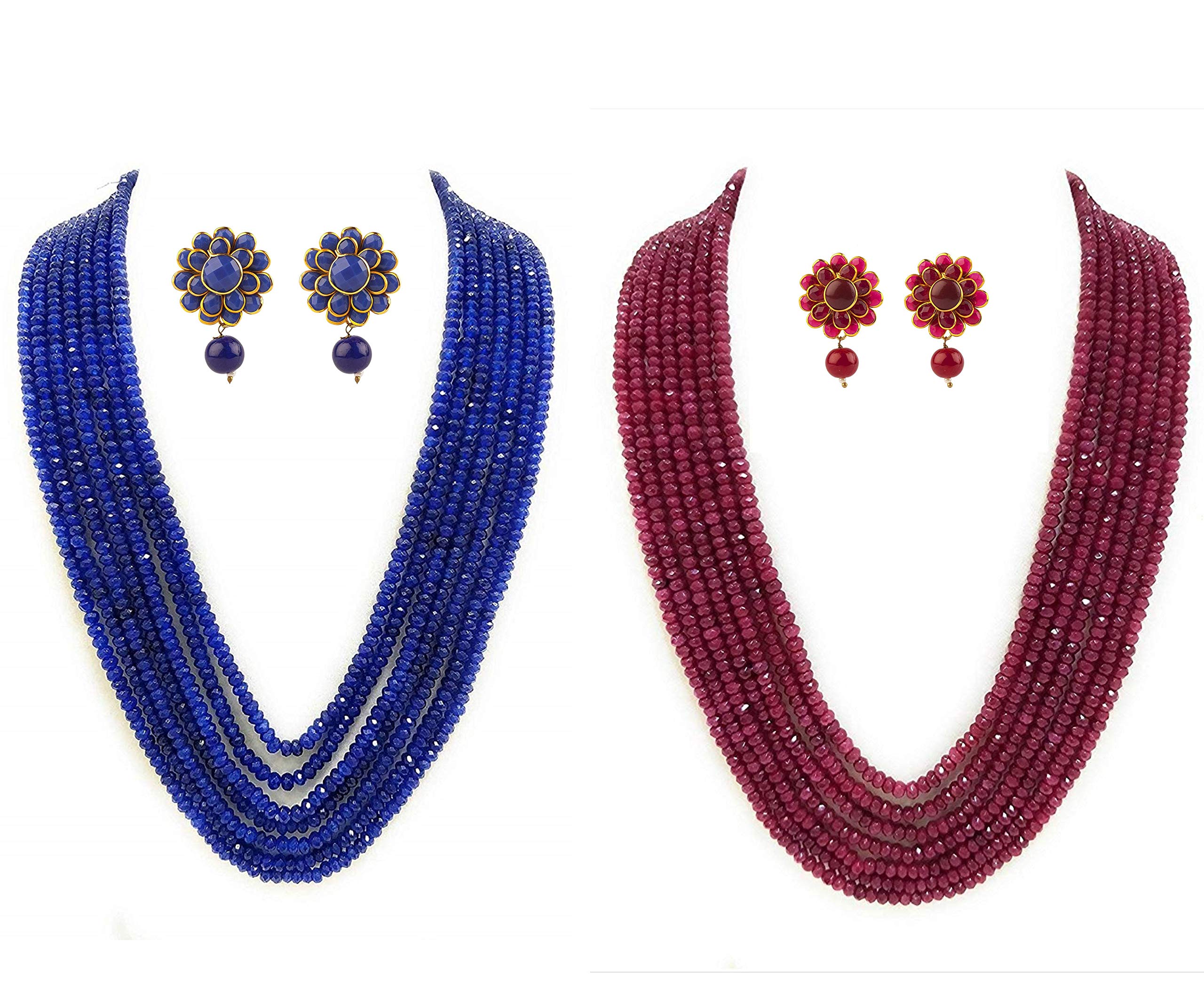 PANAASHE - RAJASTHANI Verified Legal Seal Stamped Classic Onyx 7 Layer Blue & Ruby 4MM Semi Precious Gemstone Necklace (Two Sets) (B08VS1T41D) Amazon Price History, Amazon Price Tracker