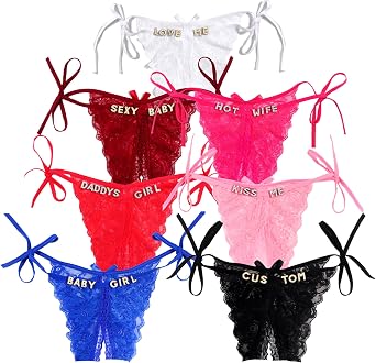 Custom Name Thong Personalized Rhinestone Letters G-String Lace Panties Women Underwear Valentines Day Gift for Her