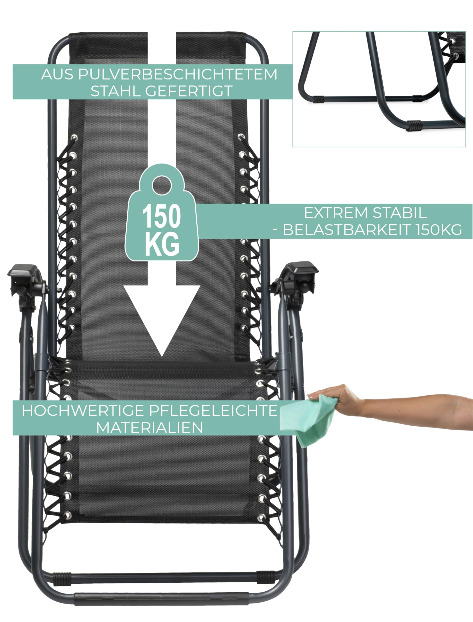 sunnypillow Leżak do opalania, składany, z uchwytem na napoje, krzesła ogrodowe do ogrodu, na balkon, taras, odporny na warunki atmosferyczne / do użytku na zewnątrz, regulowane oparcie z