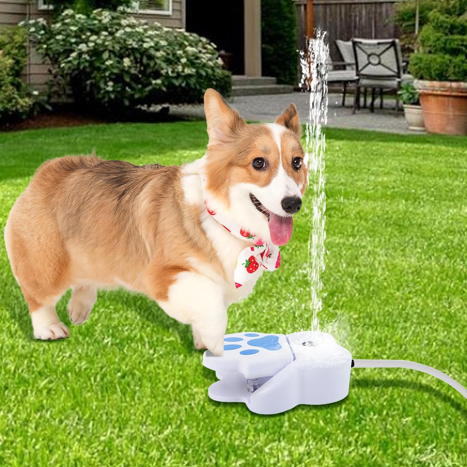 Wasserbrunnen für Hunde – Wassersprinkler für Haustiere | Puppy Watter Spielzeug für den Garten | Gartenstufe für Welpen, geeignet für Outdoor-Training