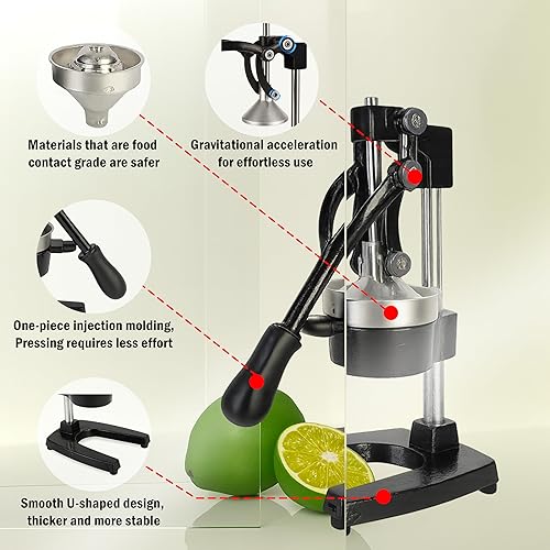 Miniatura 2 de Exprimidor manual de hierro fundido  Exprimidor manual de cítricos resistente, prensa profesional de naranja, exprimidor de limón de acero