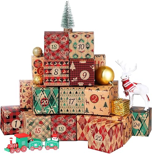 Miniatura 8 de Outus Cajas de calendario de Adviento de Navidad 2026, cajas de números de cartón de 25 días, calendario de cuenta regresiva de Navidad, caja