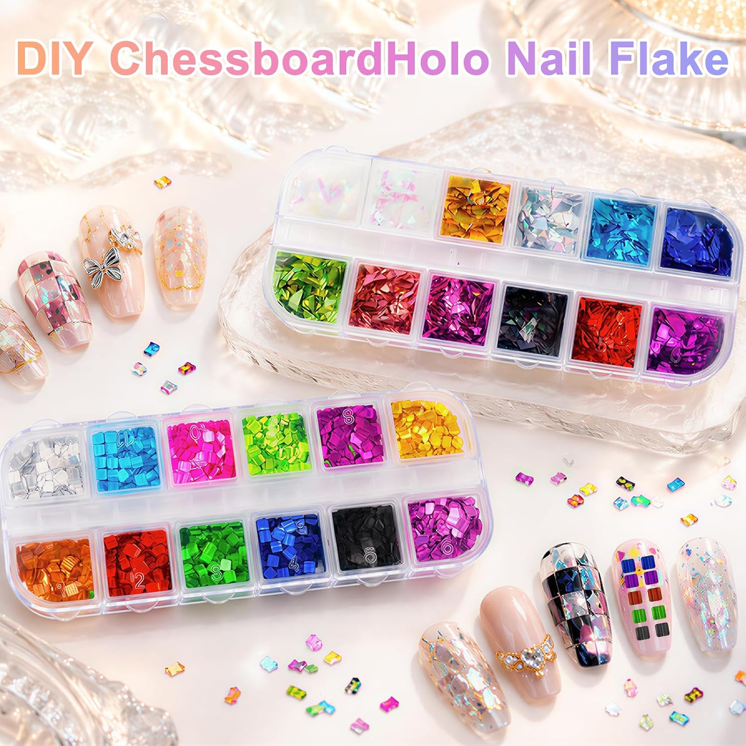 24 Colors Irregular Holographic 3D Laser Square Glitter Nail Art Sequins