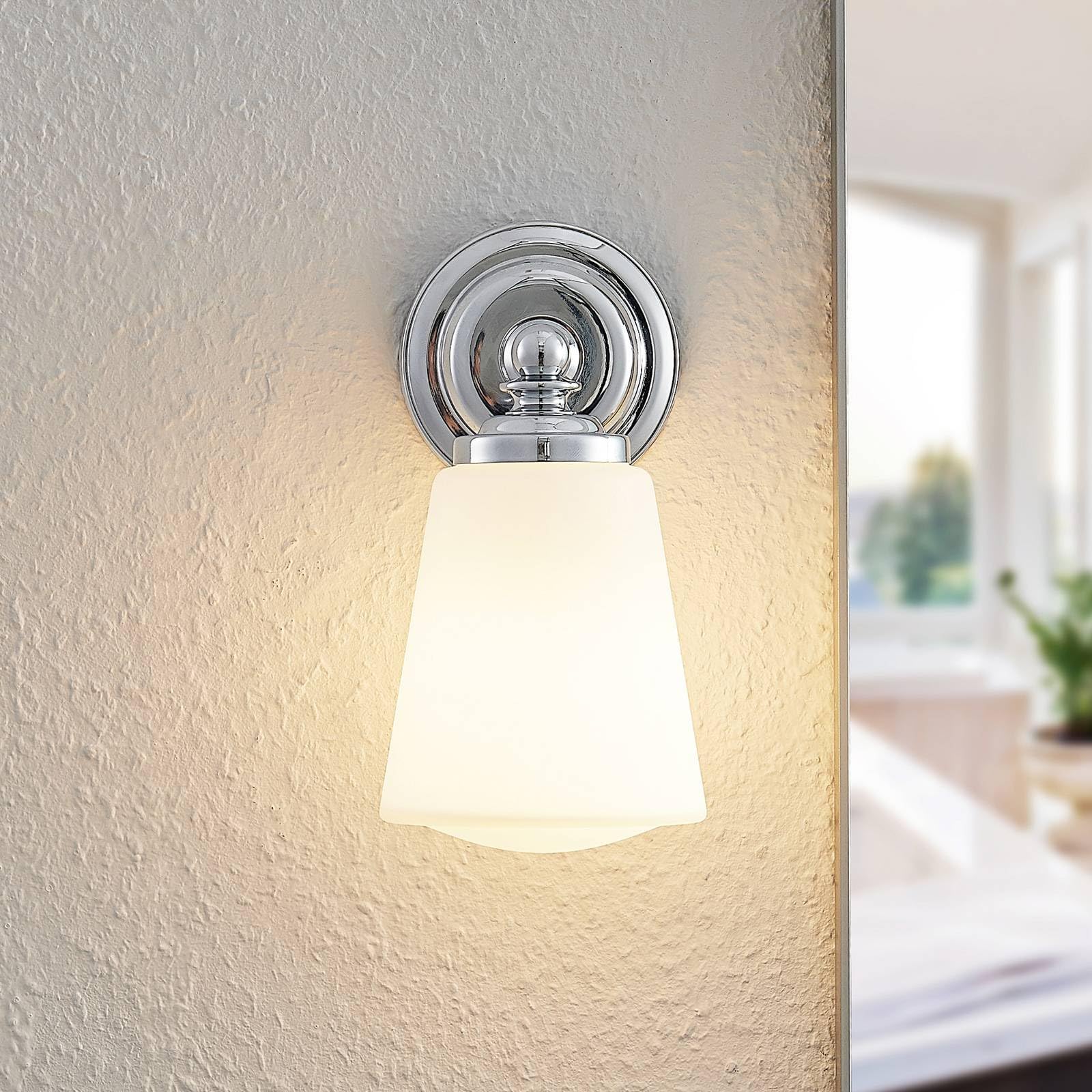 Arcchio Applique Murale Mahdi à intensité variable Argent Verre Salle de bain E14 Luminaire WC