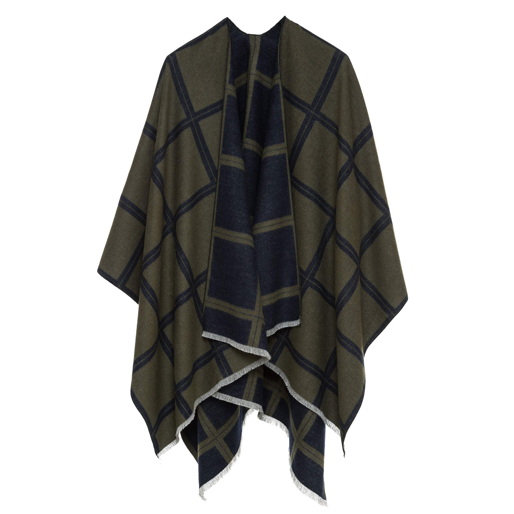 Women's Shawl Wrap Poncho Ruana Cape Cardigan Sweater Open Front for Fall Winter