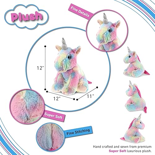 Miniatura 3 de DolliBu Animal de peluche de unicornio – Unicornio arcoíris suave y flexible, adorable juguete de peluche para jugar, bonitos regalos para niños y