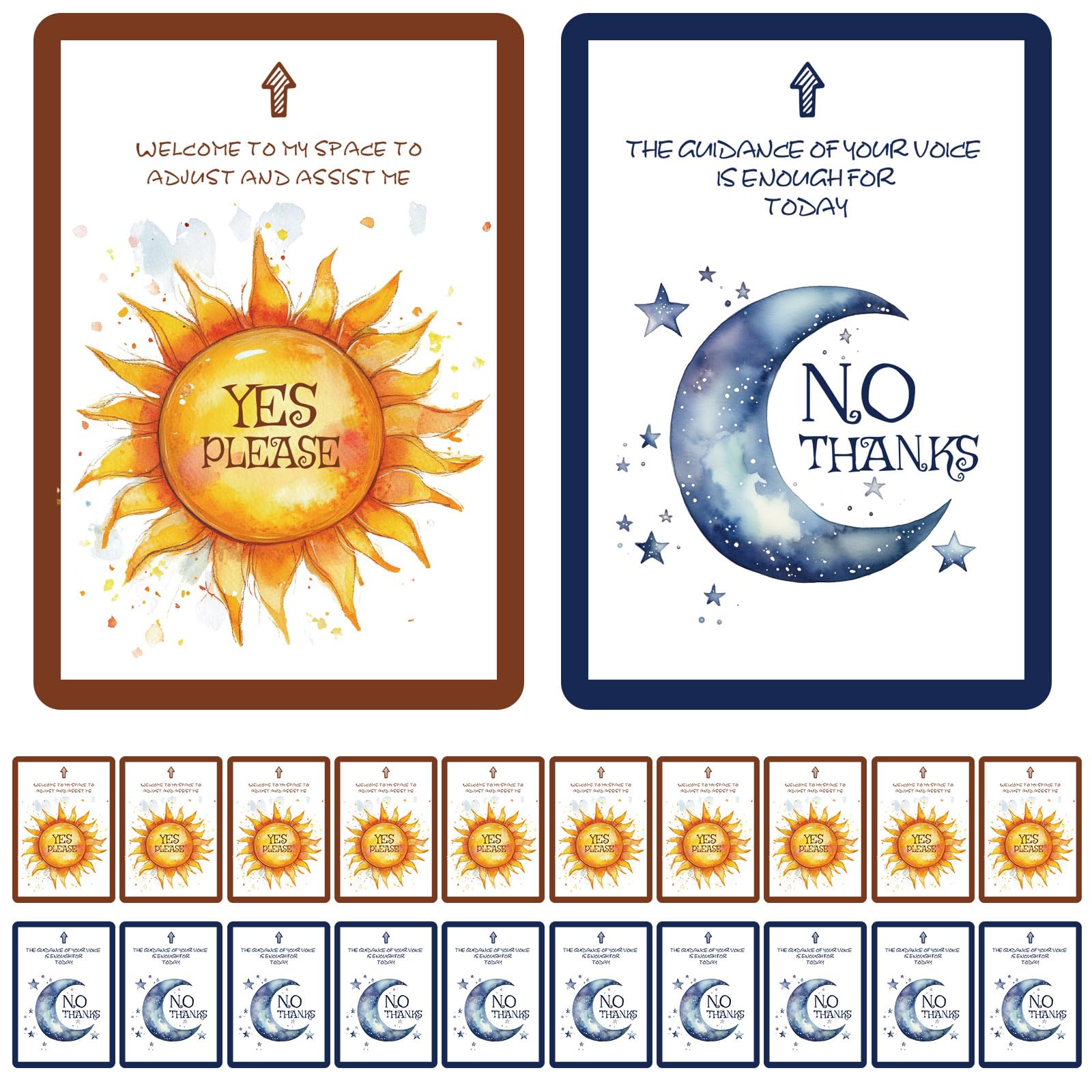 Zynoro Rounded Corners Yoga Consent Cards,20 Pcs Double-Sided Assist Cards for Yoga Teachers, Pilates and Dance,Yes or No Adjust Cards(7 * 10cm)