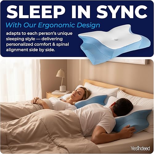 Miniatura 6 de YESINDEED Almohada refrescante para aliviar el dolor soporte cervical para dormir, diseño de espuma viscoelástica contorneada para dolor de cuello y