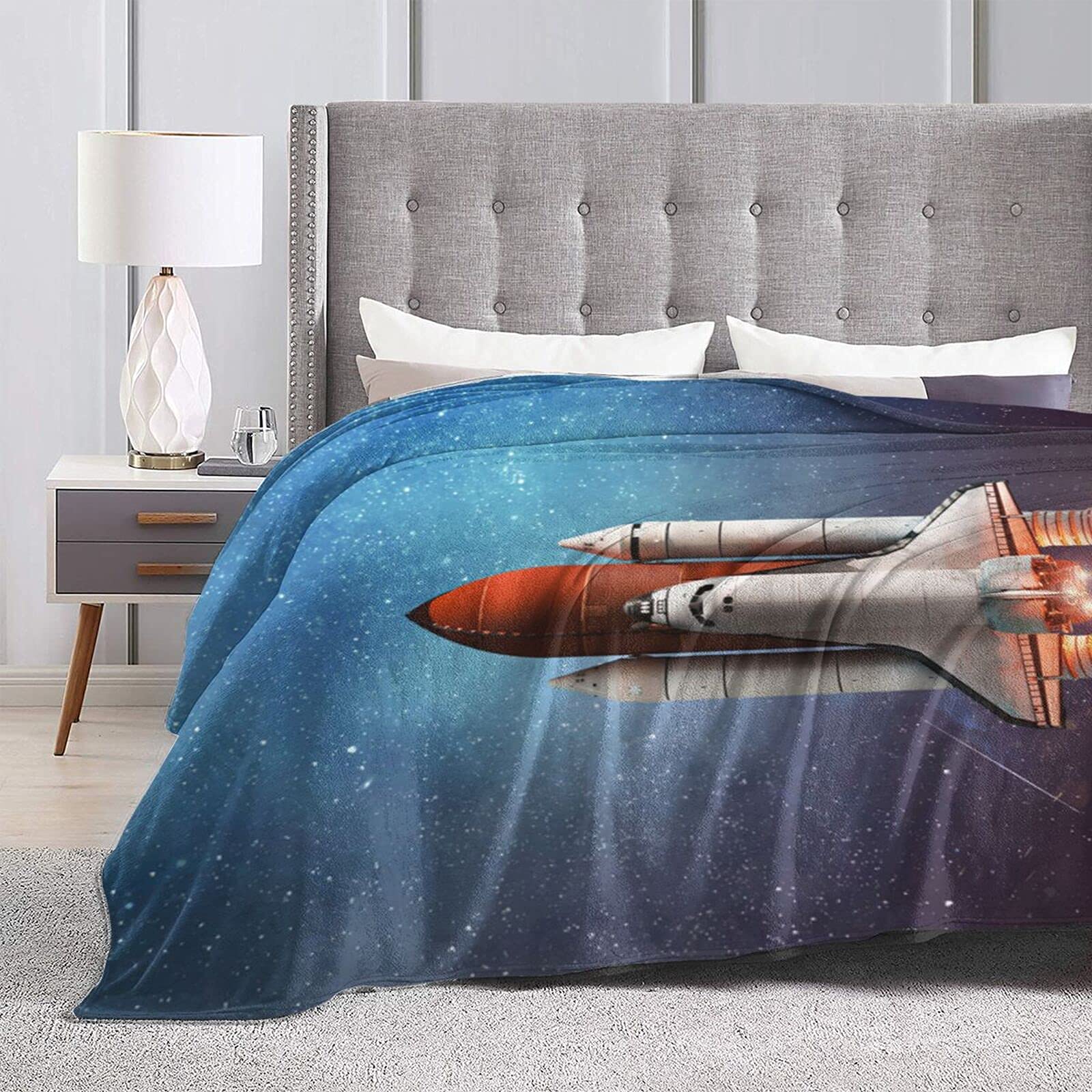 NASA Decke Space Shuttle – 127x152 Cm, Sherpa-Fleece, Doppelseitig Weich, Maschinenwaschbar, Lizenziert