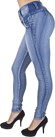 Fashion2Love G208P Plus Size, Colombian Design, High Waist, Butt Lift, Skinny Jeans in M. Blue Size 14