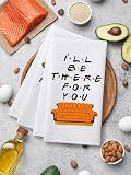 HSSPIRITZ Lot de 2 torchons de cuisine amusants avec inscription « Friends » - Cadeau de décoration de cuisine - Motif « Central Perk » - « I 'll Be There for You » - Cadeau d'anniversaire pour les - 7
