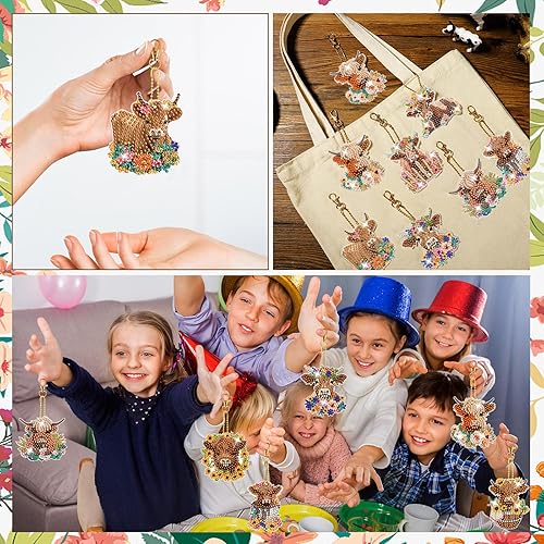 Miniatura 6 de Hiboom 24 piezas de adornos de pintura de diamantes 5D de Navidad llavero de pintura de diamante colgante arte de diamantes adornos de Navidad DIY