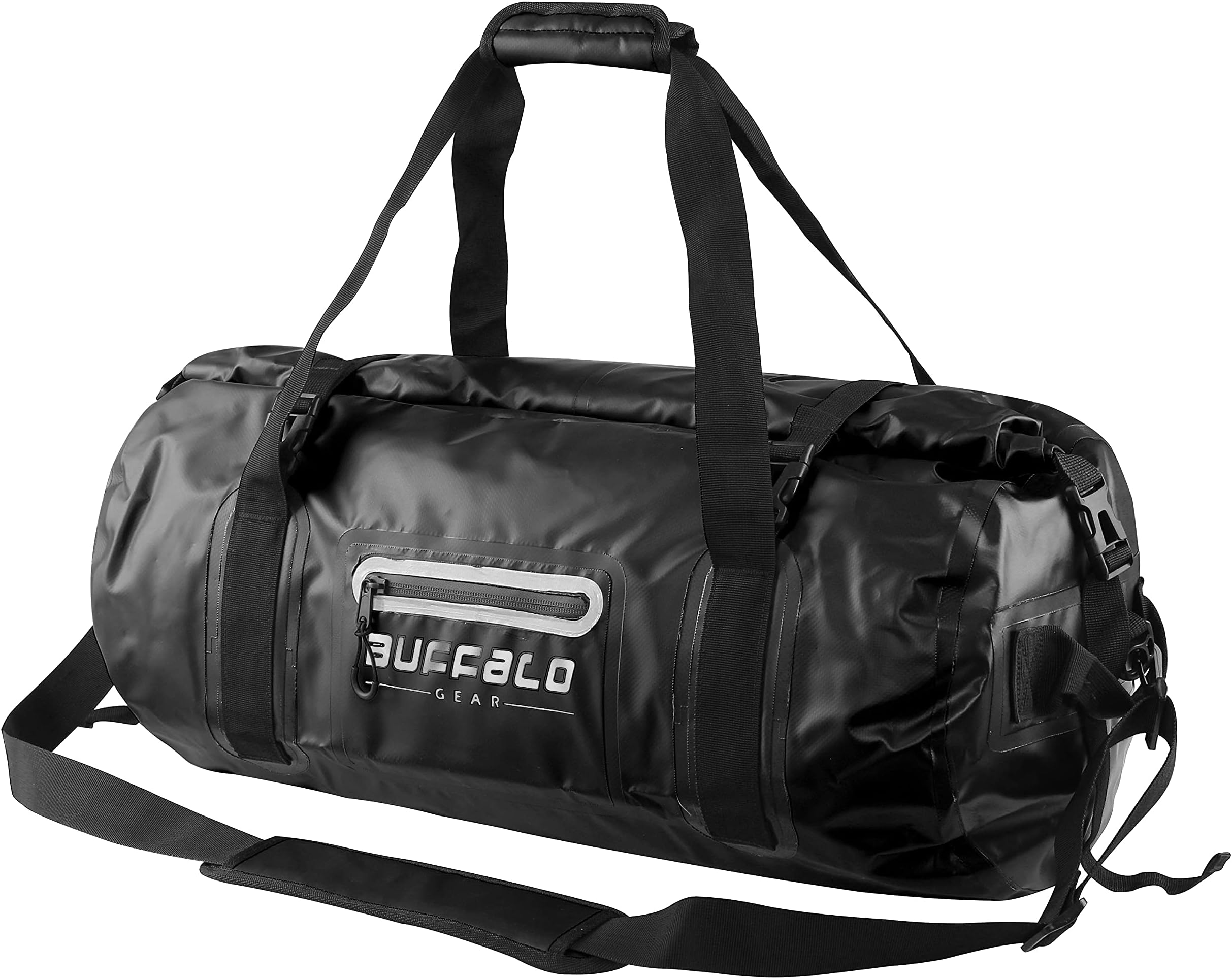 Buffalo Gear Dry Bag 40L 60L 80L Waterproof Travel Duffel Bag Heavy Duty Bag for Kayaking Rafting Boating Fishing Camping, Black, 40L, Travel
