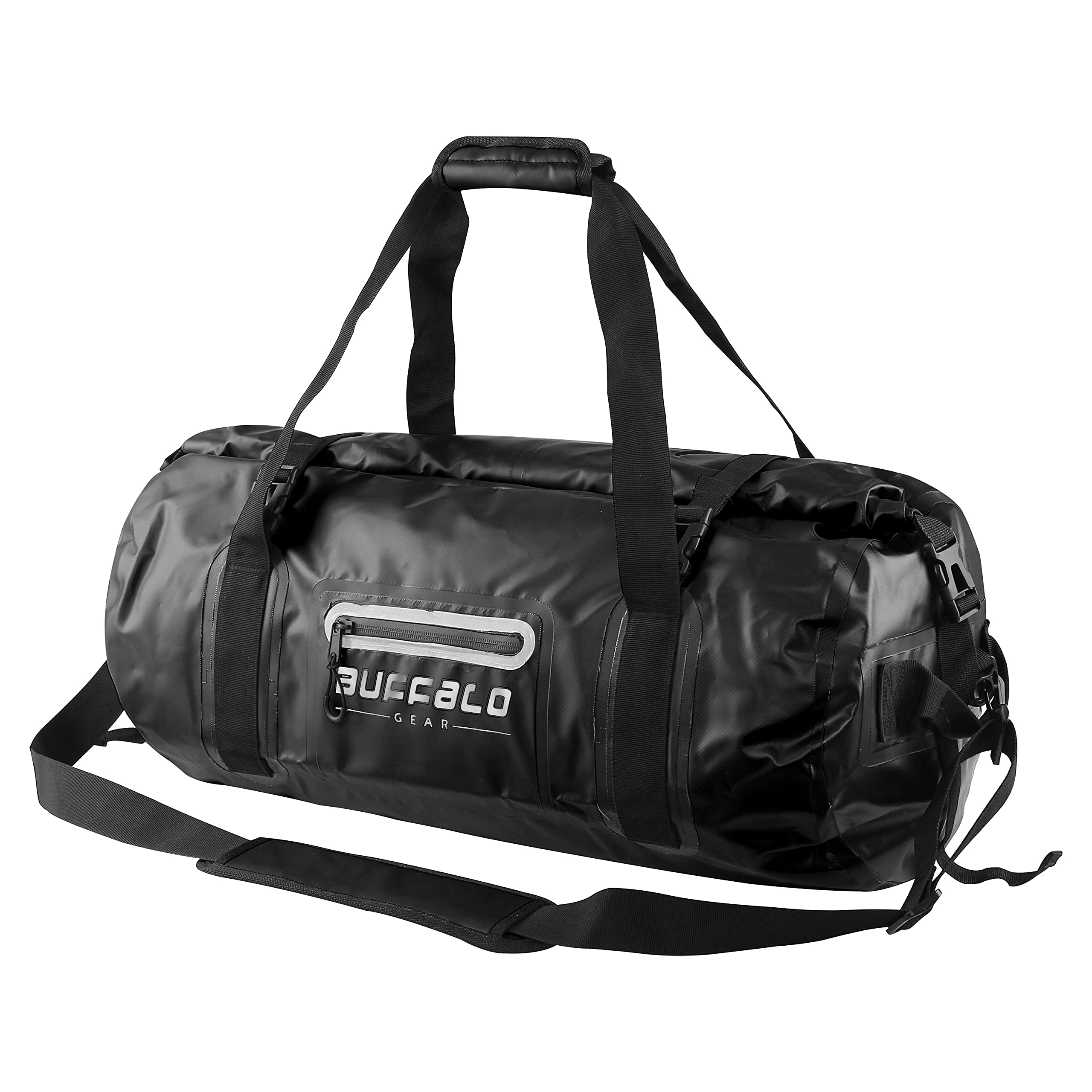 Buffalo Gear Dry Bag 40L 60L 80L Waterproof Travel Duffel Bag Heavy Duty Bag for Kayaking Rafting Boating Fishing Camping, Black, 40L, Travel