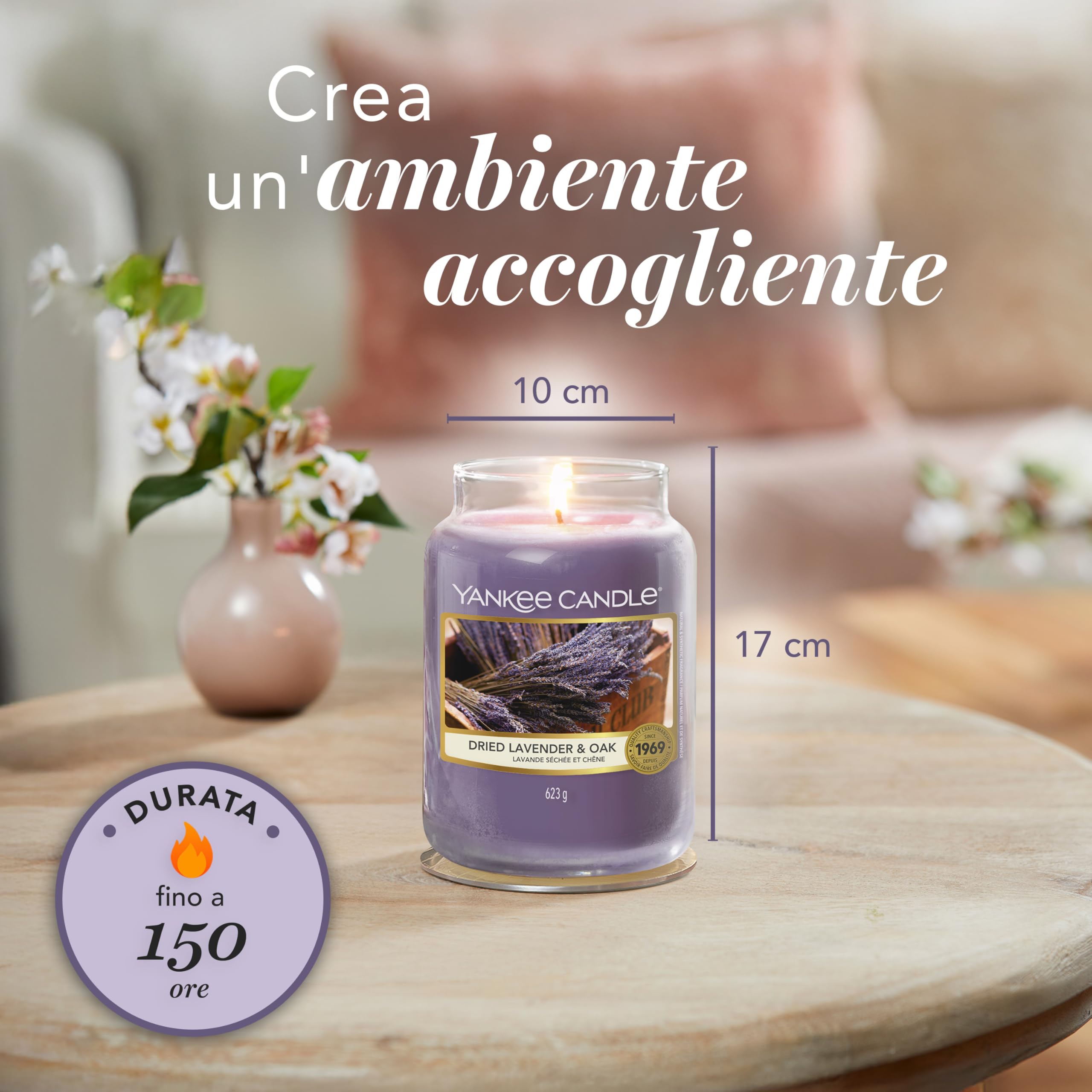 Yankee Candle Candela Profumata in Giara Grande, Lavanda Essiccata e Quercia, Farmers’ Market Collection