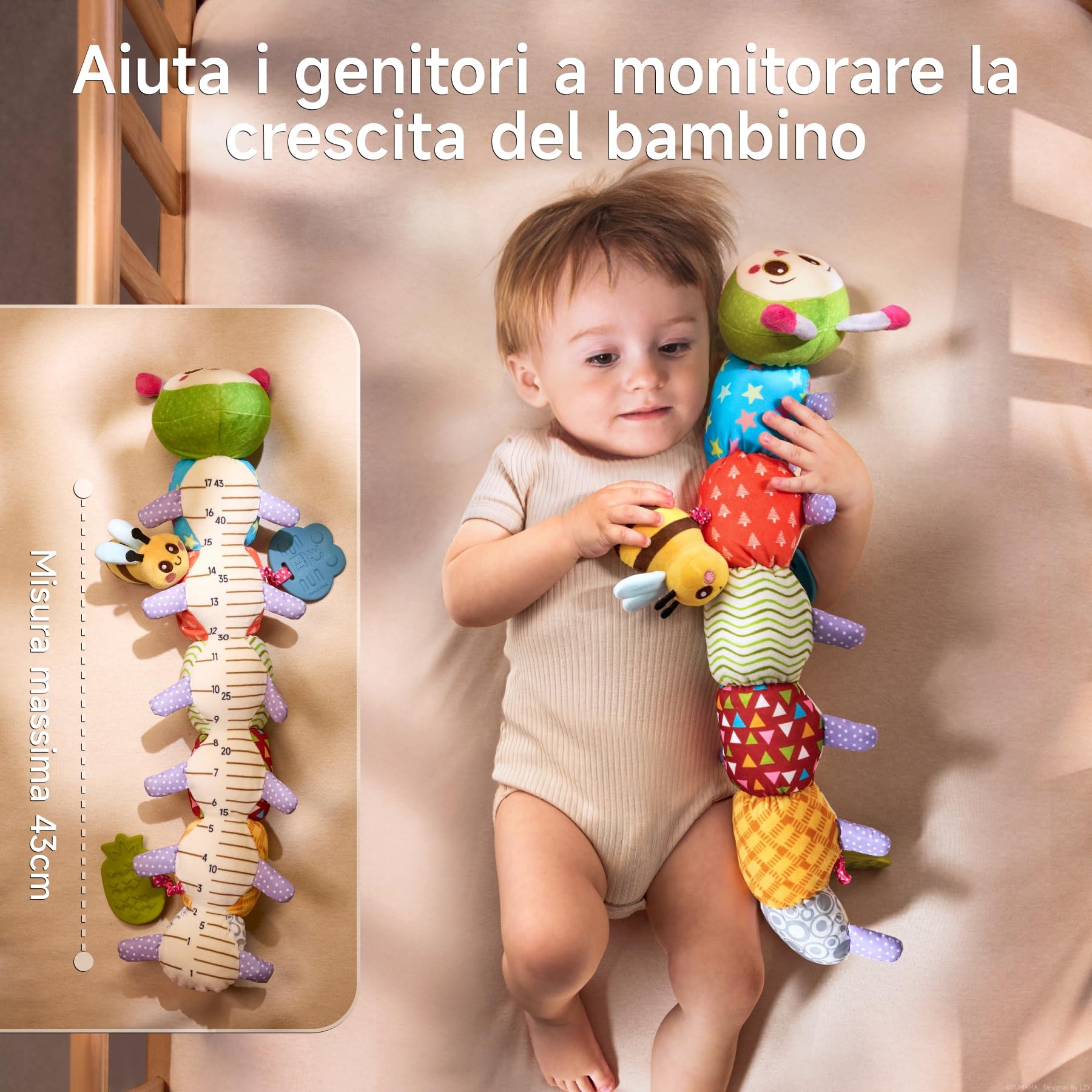 TUMAMA KIDS Giochi 0-9 Mesi, Peluche Tummy Time, Regali Montessori Sensoriali per Neonati Femmina e Maschio