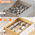 Organisateur de tiroir à épices PanPanPal, 4 niveaux - Pack de 4 organisateurs de saisonnement en acrylique transparent, extensible de 11'' à 22'' pour tiroirs de cuisine (bocaux non inclus)