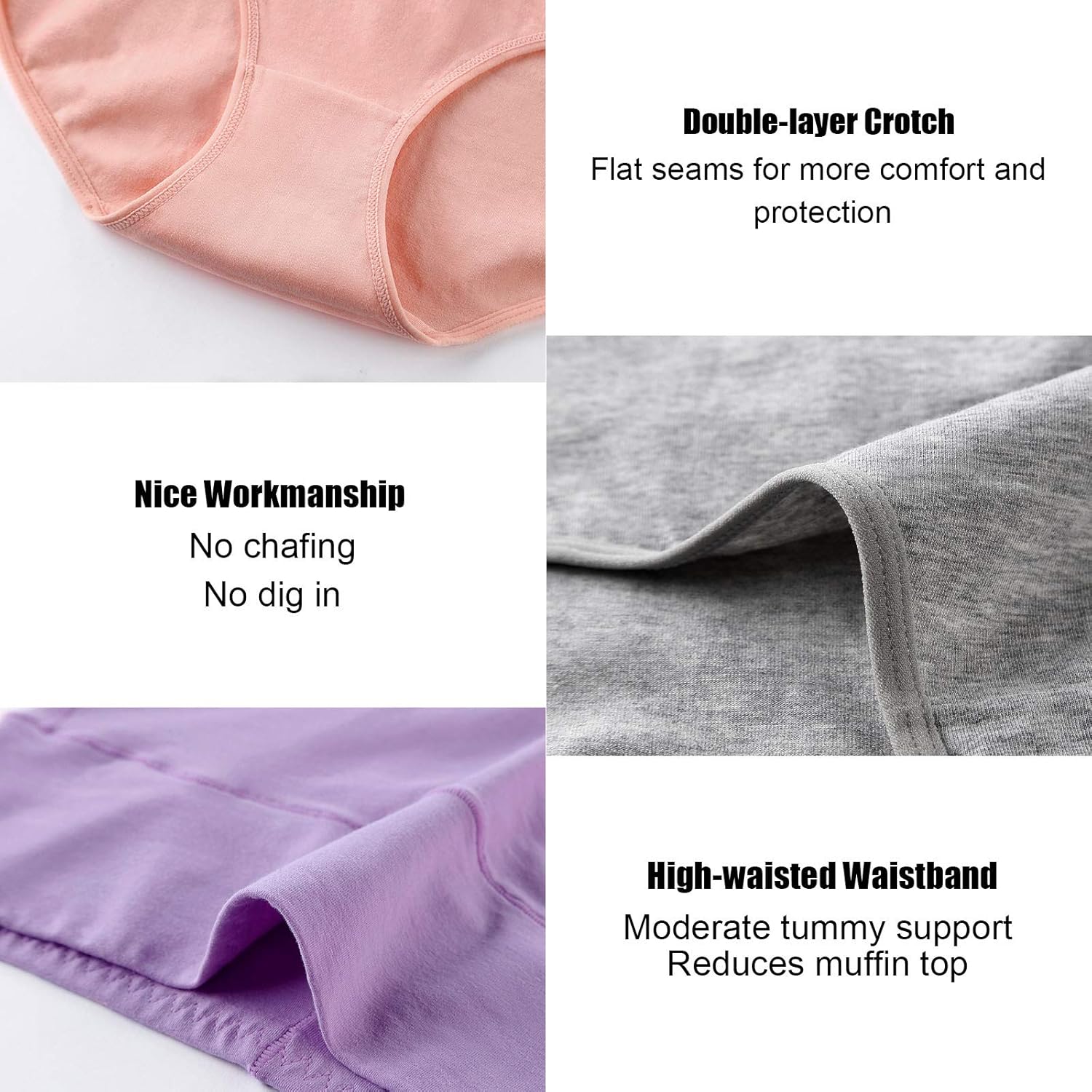 K-CHEONY Women's Underwear High Waisted Cotton Briefs Breathable Full Coverage Panties Multipack Regular and Plus Size - Image 6