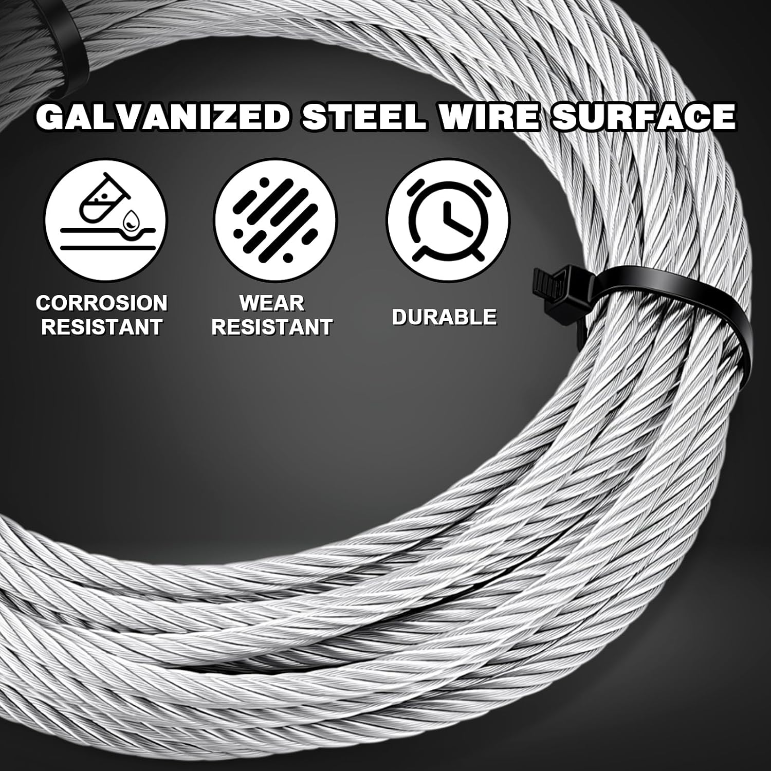 Moxweyeni 2 Pack Galvanized Steel Winch Cable with Hook, 3/16 Inch x 25 Feet, 4200 Lbs, Breaking Strength, Heavy Duty Winch Cable Replacement for ATV UTV Tow Truck, Trailer Boat Off-Road Recovery