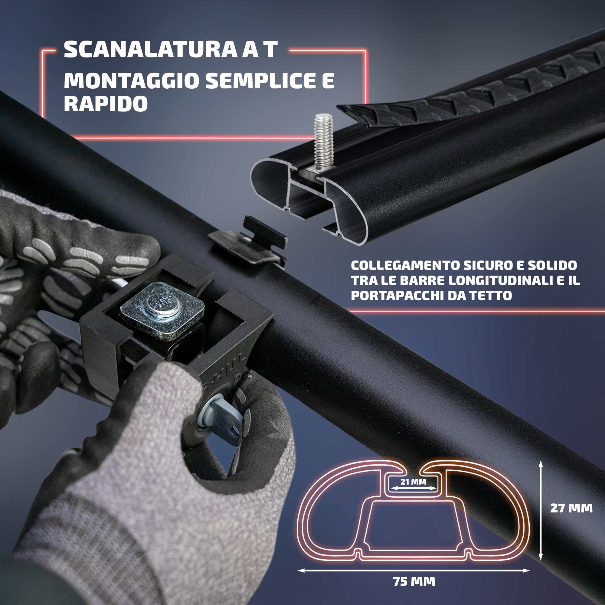 CHROMEMASTER | Barre Longitudinali Tetto e Barre Portatutto Compatibili con Dacia Logan MCV Station Wagon 2007-2013 | Kit Dedicato per il Trasporto di Carico, Attrezzature, Box e Piattaforma da Tetto