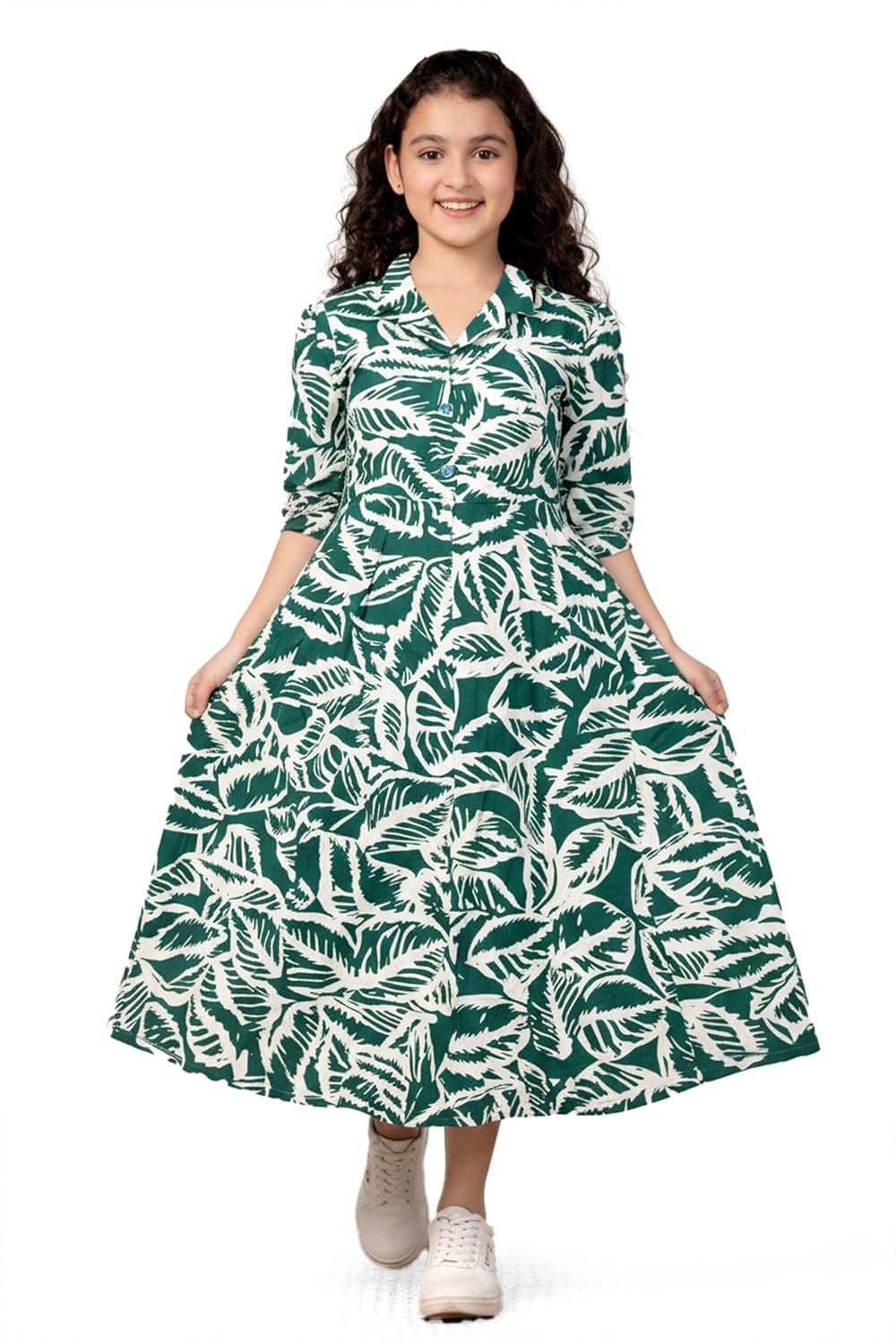 Fashion Dream Girls Rayon Leaf Printed Midi Dress|Western Dress for Girls|Kid Frock - Review, Price and Buying Guide