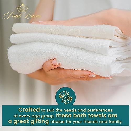 Miniatura 10 de Pearl Linens Juego de 6 toallas de baño 100% algodón prémium para baño, toallas de baño pequeñas de 24 x 50 pulgadas, toallas de baño a granel para