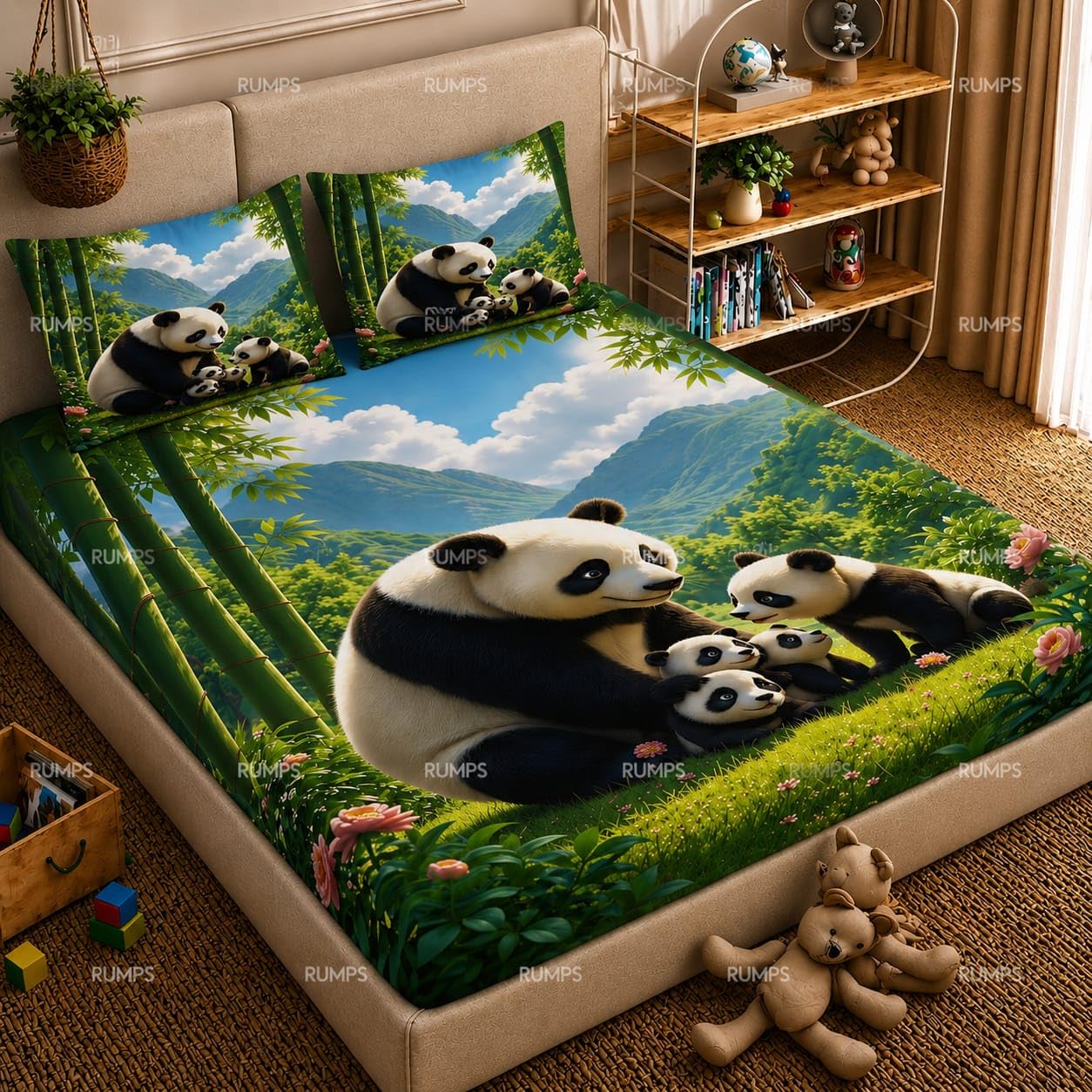 RUMPS 3D Digital Printed Double Bedsheet Flat | Premium Knitted Cotton MicroFabric 90x100 Inch Bed Sheet with 2 Pillow Covers, Cute Cartoon Blue Bird (7D Digital 08)-picture-13