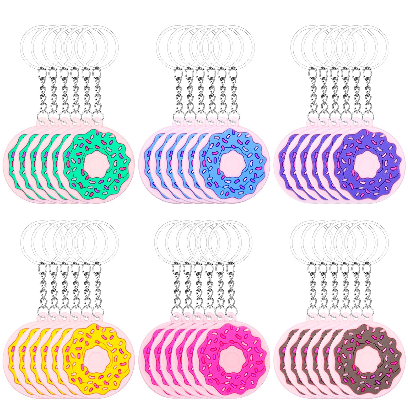 36pcs Sweet Donut Keychain Donut Party Favors for Sweet Doughnut Theme Birthday Party Supplies Goodie Bag Fillers
