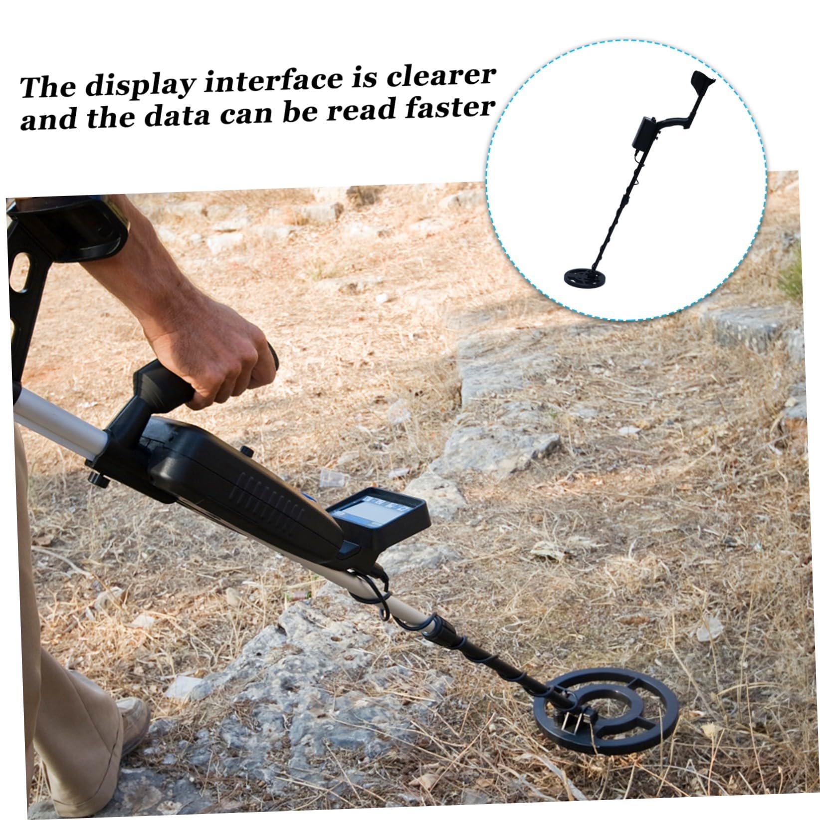 ibasenice Détecteur de Métaux pour Adultes Mode de Reconnaissance, Volume Réglable Noir, Bobine Étanche sans Batterie, Plastique et Métal Extérieur