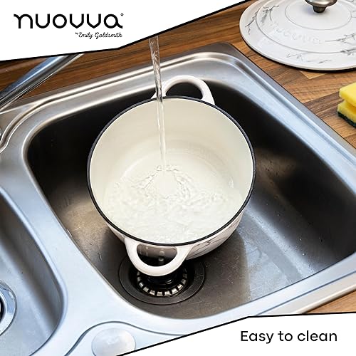 Vista 38 de Nuovva - Olla holandesa de hierro fundido con tapa – Cacerola esmaltada apta para horno hasta 500° F antiadherente – Utensilios de cocina Rojo