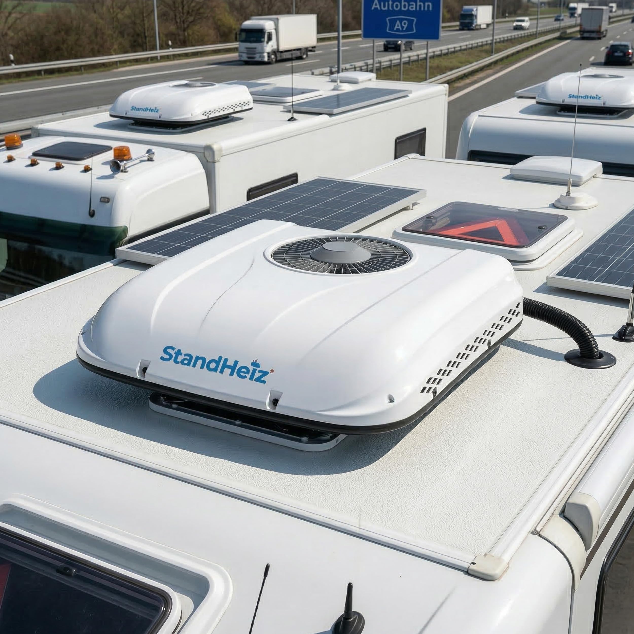 Parcheggio D'Aria Condizionata 12V DC, Refrigerante Condizionatore da Tetto, Elettrico Aria Condizionata per Camper, Escavatore, Trattore, Veicoli agricoli, Bianco