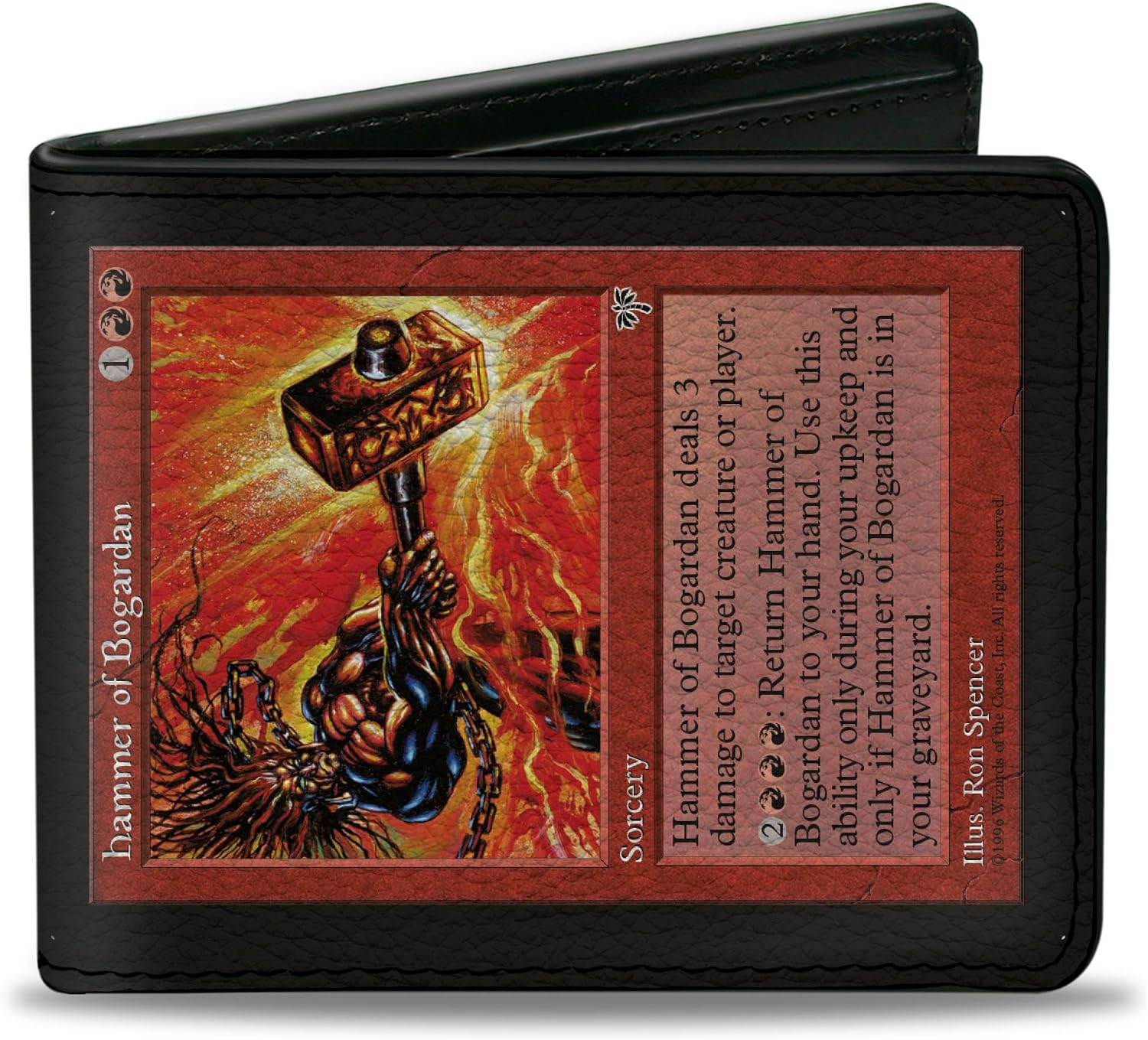 Buckle-Down Wizards of the Coast Wallet, Bifold, Magic the Gathering Hammer of Bogardan Deckmaster Replica Color, Vegan Leather