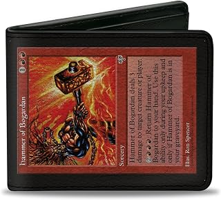 Buckle-Down Wizards of the Coast Wallet, Bifold, Magic the Gathering Hammer of Bogardan Deckmaster Replica Color, Vegan Leather | Magic the Gathering Hammer of Bogardan Deckmaster Replica Billfold Credit Card and ID Slots Vegan Leather