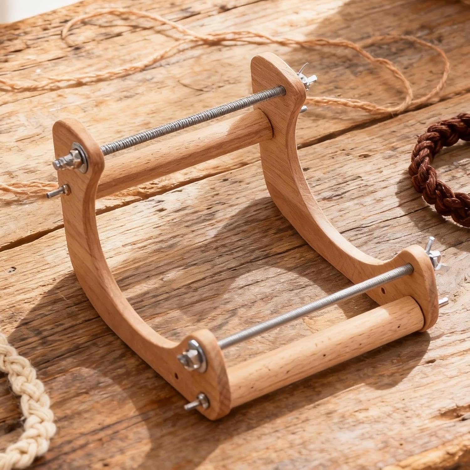 Beading Loom, Wooden Ergonomic Angled Adjustable Jewelry Making Craft Tool