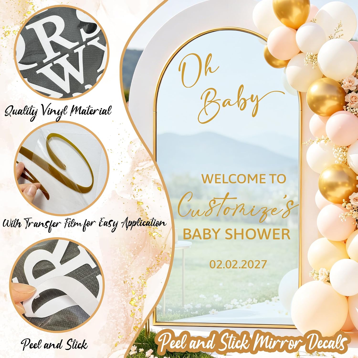 Baby Shower Welcome Signs Mirror Decals Custom Oh Baby Sign Vinyl Lettering image 4