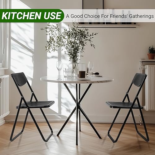 Miniatura 4 de Paquete de 4 sillas plegables de plástico, sillas de convención de diseño de plegado rápido para exteriores con almohadillas antideslizantes para