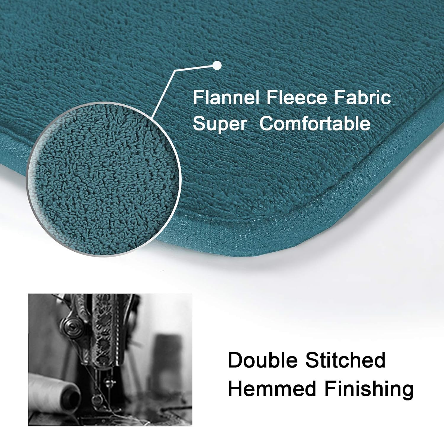 Condition photo showing As Is for h.versailtex kitchen mat non slip memory foam flannel velvety runner rug water absorbent soft kitchen rugs set for floor standing rugs(47" x 17" + 24" x 17", dark teal) 47" x 17" plus 17" x 24" dark teal