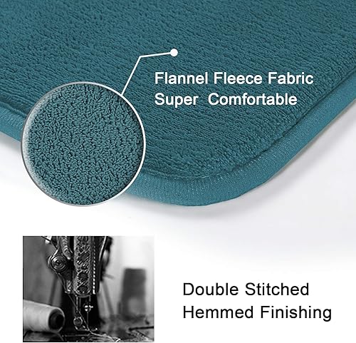 Miniatura 4 de Juego de 2 tapetes de baño antideslizantes de espuma viscoelástica, absorbentes, muy acogedoras y de franela