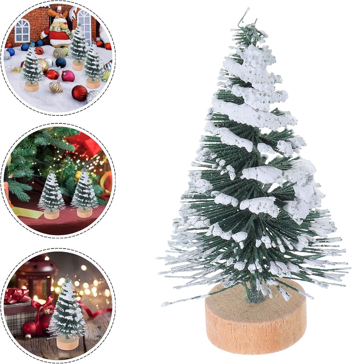 Artificial Pine Tree 10Pcs 5cm Mini Christmas Tree with Snow Covered Artificial Sisal Tree Pine Tree for Christmas Scenes Decor Home Party Bar Desktop Ornament Miniature Trees for Crafts - Image 9