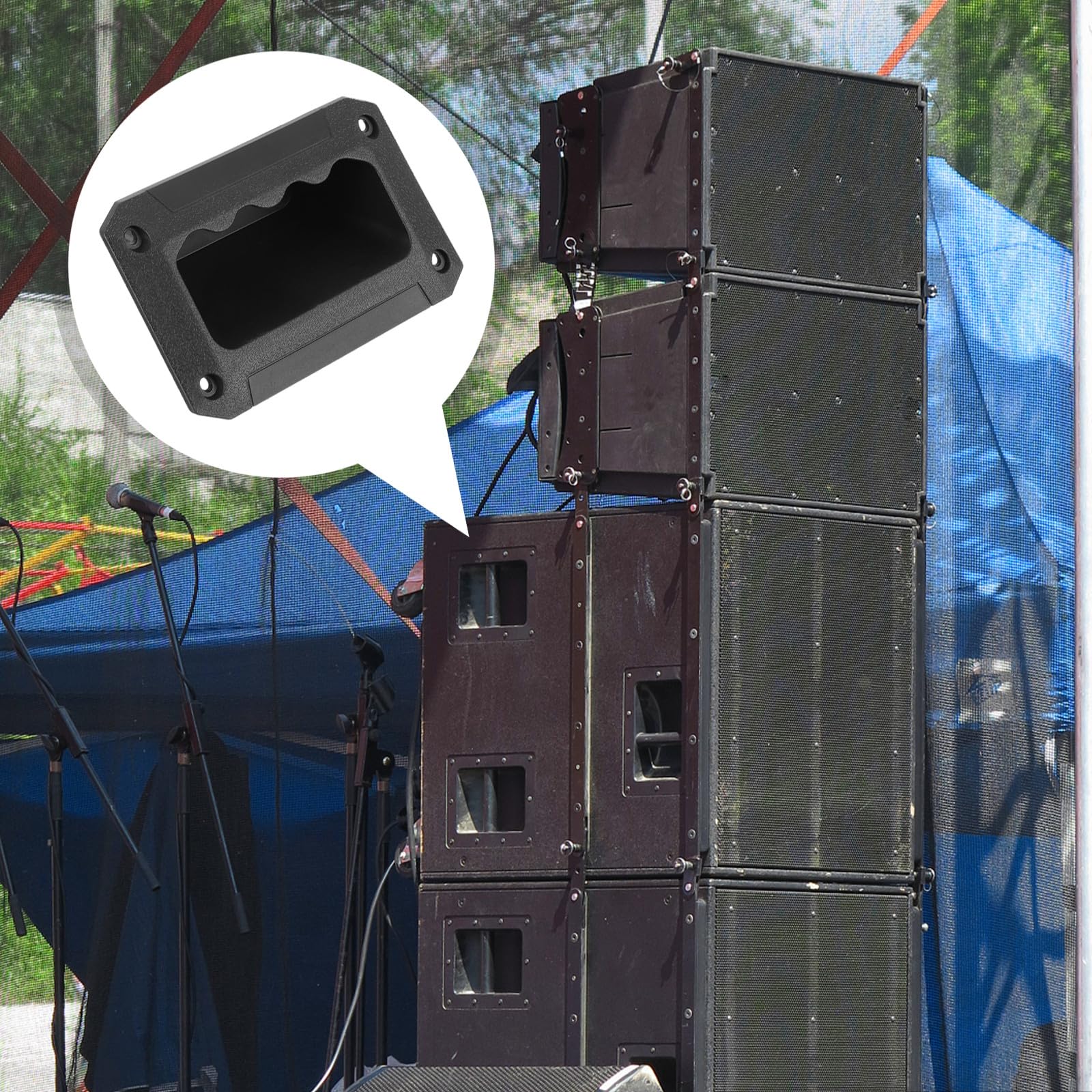 Asas para Altavoz de Plástico Duradero, Juego de 8 Piezas Negras 128x89 Mm, Mango Resistente para Gabinete de Audio, Accesorio de Transporte para Amplificadores y Altavoces